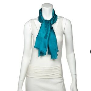 Louis Vuitton teal silk scarf